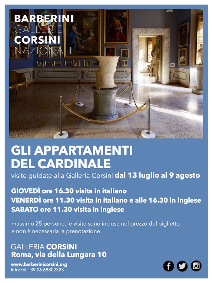 Gli appartamenti del Cardinale. Visite guidate alla Galleria Corsini (13 luglio – 9 agosto 2018)