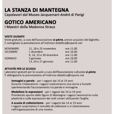 Visite guidate gratuite alle mostre: La stanza di Mantegna e Gotico Americano
